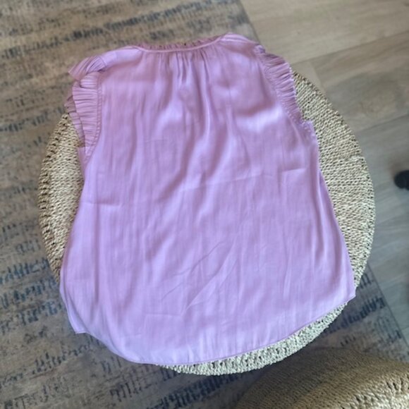 Current Air Ruffle Cap Sleeve Tie-Neck Blouse in Lavender, XS - Picture 6 of 6